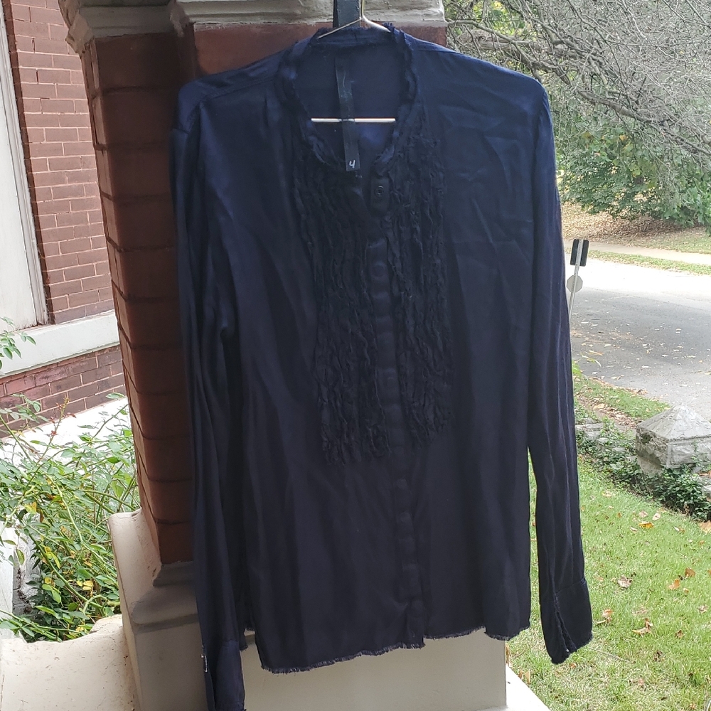 Nwot Jaga Navy Long Sleeve Blouse